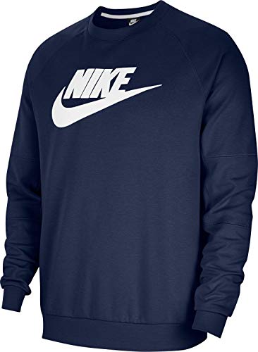 NIKE NSW Modern Crew Fleece Sudadera, Azul y Blanco, XXL para Hombre