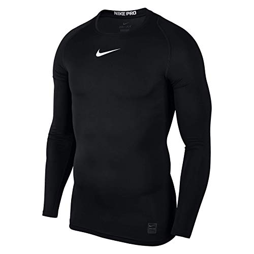 NIKE Pro Compression Camiseta de Manga Larga, Hombre, Negro/Blanco, XL