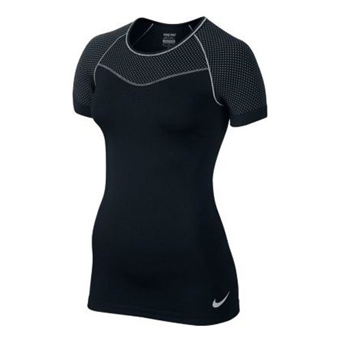 NIKE Pro HC Limitless SS Top Camiseta de Manga Corta, Mujer, Negro (Black/Wolf Grey/Wolf Grey), M