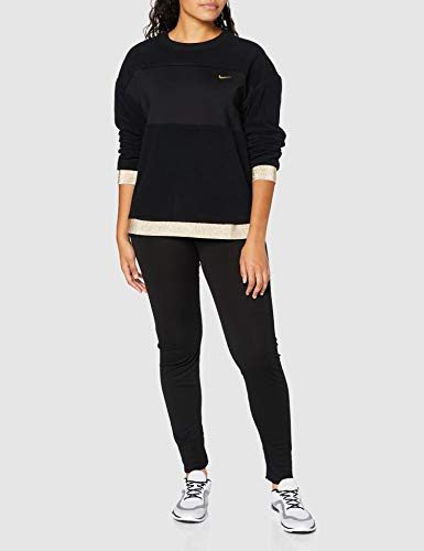 NIKE Pro Icon Clash Them Fleece Crew Sweatshirt Camiseta, Negro (Black/Metallic Gold), (Talla del Fabricante: Large) para Mujer NIKE Pro Icon Clash Them Fleece Crew Sweatshirt Camiseta, Negro (Black/Metallic Gold), (Talla del Fabricante: Large) para Mujer