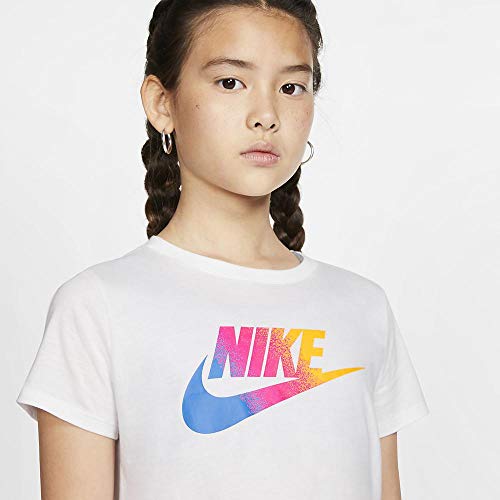 NIKE Sportswear Short T-Shirt Girls Camiseta de Manga Corta, Niñas, Blanco (White), XL (156-166 CM)