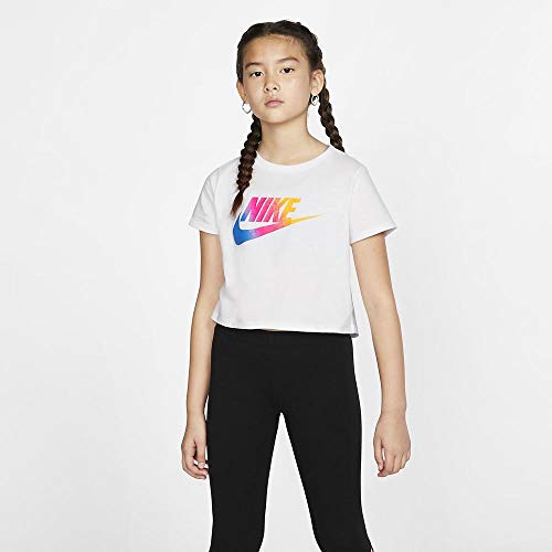 NIKE Sportswear Short T-Shirt Girls Camiseta de Manga Corta, Niñas, Blanco (White), XL (156-166 CM)