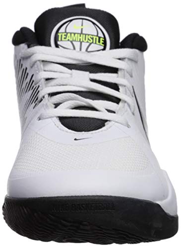Nike Team Hustle D 9 (GS), Basketball Shoe Unisex-Child, White/Black-Volt, 37.5 EU