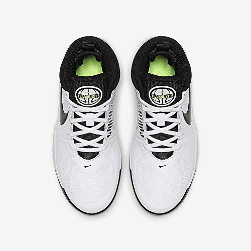 Nike Team Hustle D 9 (GS), Basketball Shoe, White/Black-Volt, 36.5 EU