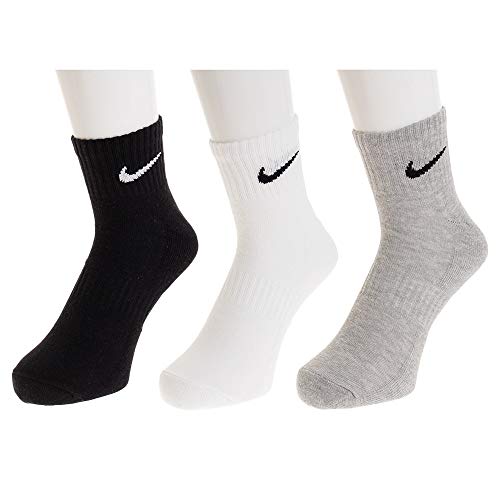 NIKE U NK Everyday Cush Ankle 3Pr Socks, Hombre, WhBlk/ DghBlk/ BlkWh, M