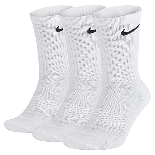NIKE U NK Everyday Cush Crew 3Pr Socks, Unisex Adulto, White/Black, L NIKE U NK Everyday Cush Crew 3Pr Socks, Unisex Adulto, White/Black, L
