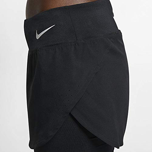 NIKE W NK Eclipse 2In1 Short Sport Shorts, Mujer, Black/Reflective Silv, L