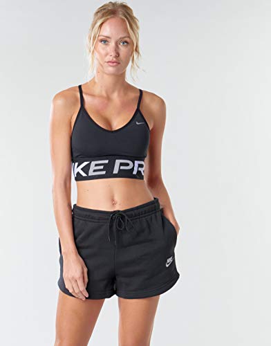 NIKE W NK Indy Pro CN Long Line Bra, Mujer, Black/White/Metallic Silver, L NIKE W NK Indy Pro CN Long Line Bra, Mujer, Black/White/Metallic Silver, L