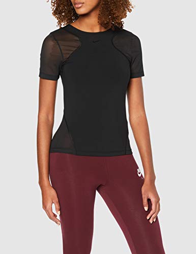 NIKE W NP HPRCL Top SS Camiseta de Manga Corta, Mujer, Black/Clear, S NIKE W NP HPRCL Top SS Camiseta de Manga Corta, Mujer, Black/Clear, S