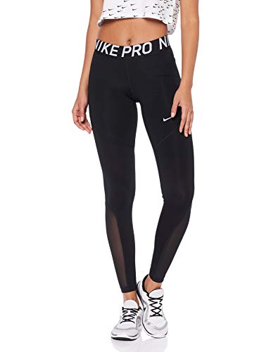 NIKE W NP Tight Pantalones de Deporte, Mujer, Black/White, L NIKE W NP Tight Pantalones de Deporte, Mujer, Black/White, L