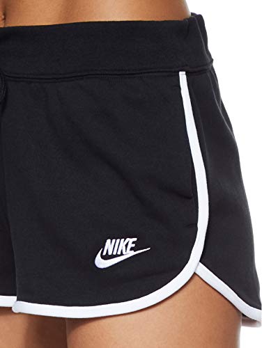 NIKE W NSW HRTG Short FLC Pantalones Cortos de Deporte, Mujer, Black/White/White, M NIKE W NSW HRTG Short FLC Pantalones Cortos de Deporte, Mujer, Black/White/White, M