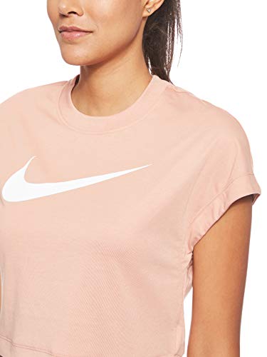 NIKE W NSW Swsh Top Crop SS Camiseta, Mujer, Rose Gold/White, L