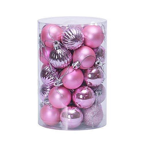 Nikgic. 34pcs Bola navideña de 6 cm de diámetro Bolas de Navidad de plástico de Colores Adorno de navida Adornos de árbol de Navidad Suministros para Fiestas Negro