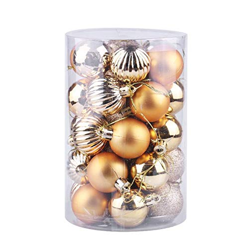 Nikgic. 34pcs Bola navideña de 6 cm de diámetro Bolas de Navidad de plástico de Colores Adorno de navida Adornos de árbol de Navidad Suministros para Fiestas Negro Nikgic. 34pcs Bola navideña de 6 cm de diámetro Bolas de Navidad de plástico de Colores Adorno de navida Adornos de árbol de Navidad Suministros para Fiestas Negro