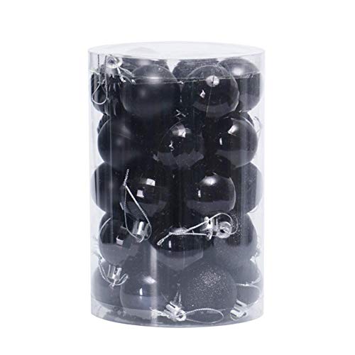 Nikgic. 34pcs Bola navideña de 6 cm de diámetro Bolas de Navidad de plástico de Colores Adorno de navida Adornos de árbol de Navidad Suministros para Fiestas Negro