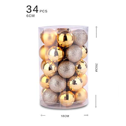 Nikgic. 34pcs Bola navideña de 6 cm de diámetro Bolas de Navidad de plástico de Colores Adorno de navida Adornos de árbol de Navidad Suministros para Fiestas Negro