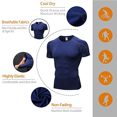 Niksa 2 Piezas Camisetas de Fitness Compresión Ropa Deportiva Manga Corta Hombre para Correr, Ejercicio,Gimnasio Negro Rojo+Azul Marino 1053(XL) Niksa 2 Piezas Camisetas de Fitness Compresión Ropa Deportiva Manga Corta Hombre para Correr, Ejercicio,Gimnasio Negro Rojo+Azul Marino 1053(XL)