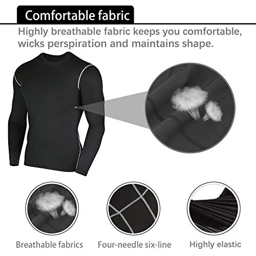 Niksa 3 Piezas Conjunto de Compresion Hombre, Camisetas Compression Mallas Running Pantalon Corto Deporte Ropa Deportiva Hombre para Running, Correr, Gym, Fitness L