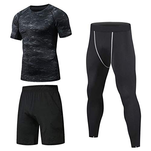 Niksa 3 Piezas Conjunto de Compresion Hombre, Camisetas Compression Mallas Running Pantalon Corto Deporte Ropa Deportiva Hombre para Running, Correr, Gym, Fitness L Niksa 3 Piezas Conjunto de Compresion Hombre, Camisetas Compression Mallas Running Pantalon Corto Deporte Ropa Deportiva Hombre para Running, Correr, Gym, Fitness L