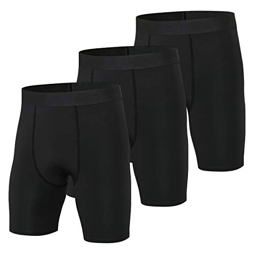 Niksa Mallas Cortas Running Hombre Pantalones Cortos de Compresión para Deporte, Fitness, Gym Negro Medium