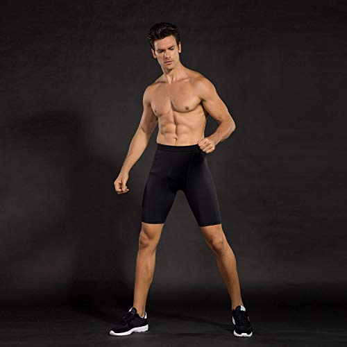 Niksa Mallas Cortas Running Hombre Pantalones Cortos de Compresión para Deporte, Fitness, Gym Negro XL