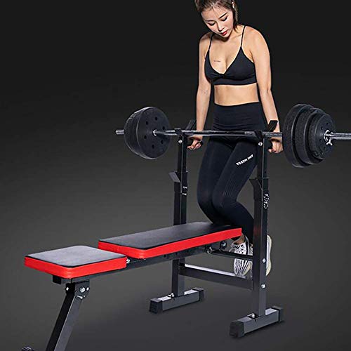 Nileco Banco de Pesas,Banco de Prensa Estante de Barra Multifunción Banco Dumbbell,Ajustable Sentarse-ups Bancode Pesas,Rack con Mancuernas para Hogar Musculacion-Negro 106x32x100cm(42x13x39inch)