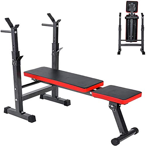 Nileco Banco de Pesas,Banco de Prensa Estante de Barra Multifunción Banco Dumbbell,Ajustable Sentarse-ups Bancode Pesas,Rack con Mancuernas para Hogar Musculacion-Negro 106x32x100cm(42x13x39inch)