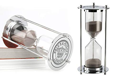 NILEFEN Reloj de arena 『60 minutos 』Temporizador de arena, metal plateado giratorio arena (plateado) NILEFEN Reloj de arena 『60 minutos 』Temporizador de arena, metal plateado giratorio arena (plateado)