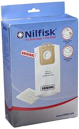 Nilfisk 128389187 Bolsas aspirador, Teflón, Blanco Nilfisk 128389187 Bolsas aspirador, Teflón, Blanco