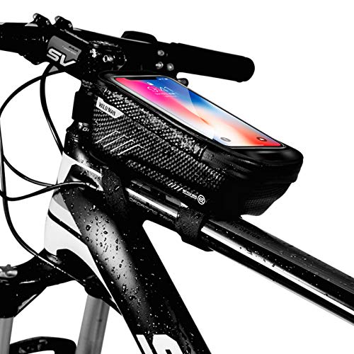 Niluoya Bolsa de Movil Bicicleta Manillar, Soporte Impermeable Accesorios Bicletas Porta Bike Montaña Frame Bag, Táctil de Tubo Superior Delantero, para Teléfono Inteligente por Debajo de 6,5 Pulgadas Niluoya Bolsa de Movil Bicicleta Manillar, Soporte Impermeable Accesorios Bicletas Porta Bike Montaña Frame Bag, Táctil de Tubo Superior Delantero, para Teléfono Inteligente por Debajo de 6,5 Pulgadas