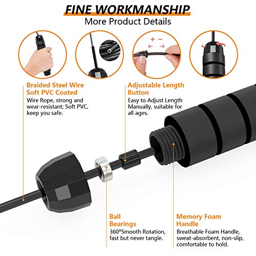 Niluoya Cuerda Saltar, Ajustable de 3M Profesión Cuerda de Salto de Velocidad, con Mango de Espuma de Suave Combas para Mujer Hombre Gym Fitness Ejercicio Crossfit Quema Grasa Aumentar la Resistencia Niluoya Cuerda Saltar, Ajustable de 3M Profesión Cuerda de Salto de Velocidad, con Mango de Espuma de Suave Combas para Mujer Hombre Gym Fitness Ejercicio Crossfit Quema Grasa Aumentar la Resistencia