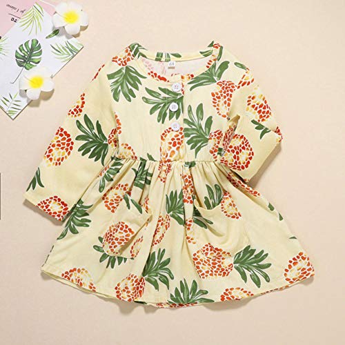 Niña Falda Casual Pequeña de Estilo Fresco Vestido de Dibujo de Piña para Bebé Niña(86(9-12Months),Amarillo) Niña Falda Casual Pequeña de Estilo Fresco Vestido de Dibujo de Piña para Bebé Niña(86(9-12Months),Amarillo)