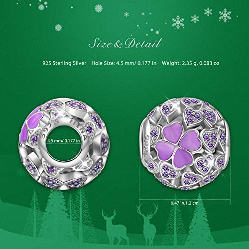 NINAQUEEN Charm Encaja con Pandora Púrpura Lila Trébol de Cuatro Hojas Regalos Mujer Originales Plata de Ley 925 Esmalte Abalorios para Niñas Madre Hija Esposa de Cumpleaños NINAQUEEN Charm Encaja con Pandora Púrpura Lila Trébol de Cuatro Hojas Regalos Mujer Originales Plata de Ley 925 Esmalte Abalorios para Niñas Madre Hija Esposa de Cumpleaños