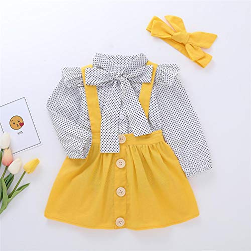Niñas T-Shirt Correa Vestido Trajes de Navidad 2 Unids/Set Manga Larga con Volantes Top Overoles Falda a Cuadros Conjunto de Ropa (2-3 Años, L-Amarillo) Niñas T-Shirt Correa Vestido Trajes de Navidad 2 Unids/Set Manga Larga con Volantes Top Overoles Falda a Cuadros Conjunto de Ropa (2-3 Años, L-Amarillo)