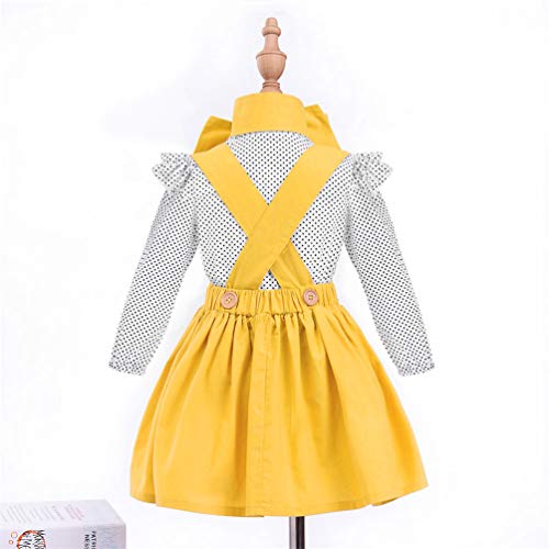 Niñas T-Shirt Correa Vestido Trajes de Navidad 2 Unids/Set Manga Larga con Volantes Top Overoles Falda a Cuadros Conjunto de Ropa (2-3 Años, L-Amarillo) Niñas T-Shirt Correa Vestido Trajes de Navidad 2 Unids/Set Manga Larga con Volantes Top Overoles Falda a Cuadros Conjunto de Ropa (2-3 Años, L-Amarillo)