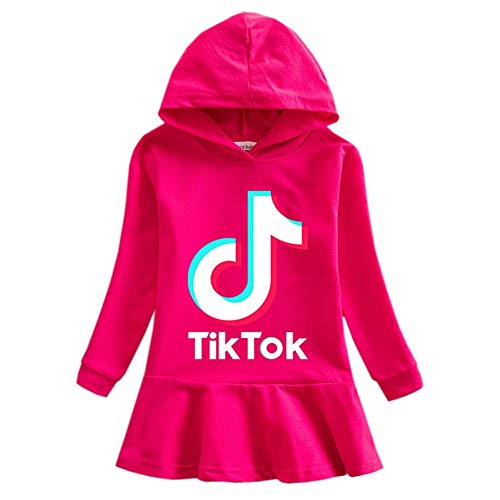 NiñAs Tik Tok Primavera y OtoñO Vestido de SuéTer con Capucha Para NiñAs AlgodóN Puro Hoja de Loto Casual Manga Larga Sudadera con Dobladillo Unisex Sudadera Para Mujer Ropa/E / 140cm