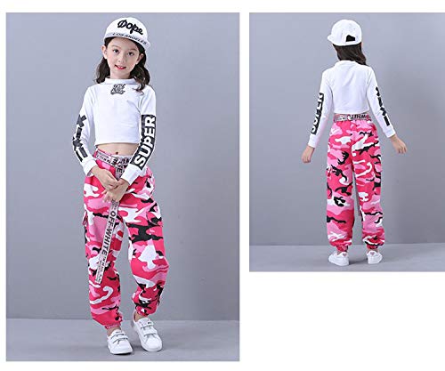 Niñas Traje de Baile de Jazz Hip Hop Traje de Baile para la Calle Niños Baile Conjunto de Ropa de Camuflaje Niñas Traje de Baile de Jazz Hip Hop Traje de Baile para la Calle Niños Baile Conjunto de Ropa de Camuflaje
