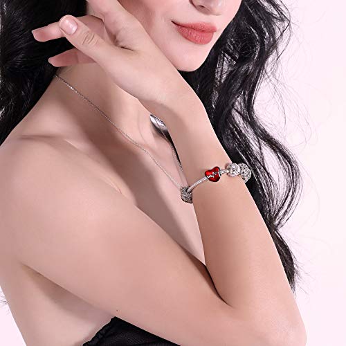 NINGAN Abalorio para colgar inspirado en los latidos de un corazón, fabricado con Plata de ley 925, compatible con pulseras y pulseras europeas