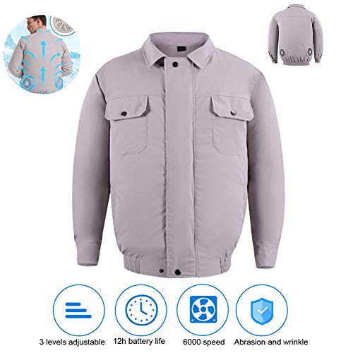 NINI Camisa de refrigeración del Ventilador, Verano Aire Acondicionado Regulable, Ropa de Carga USB Ventilador, extraíble y Lavable Exterior Pesca Ropa de Ciclo Hombres Mujeres,1,XXXL