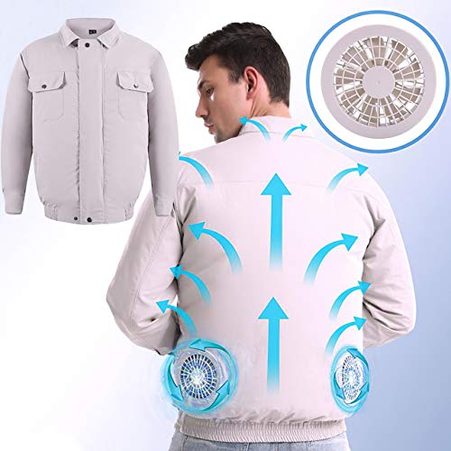 NINI Chaqueta de enfriamiento de Ventilador Exterior, Ventilador de Camisa de enfriamiento, Ropa con Aire Acondicionado para Trabajadores de Alta Temperatura Unisex, diseño de Ventilador Doble,1,L