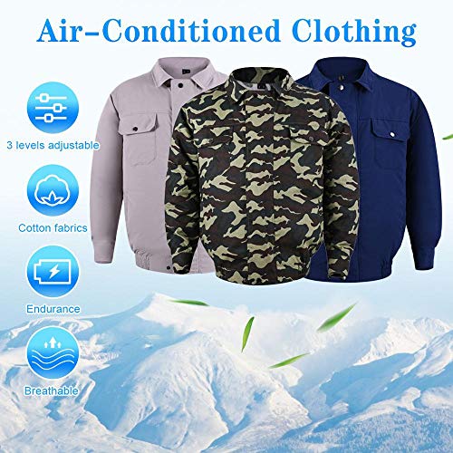 NINI Chaqueta de enfriamiento de Ventilador Exterior, Ventilador de Camisa de enfriamiento, Ropa con Aire Acondicionado para Trabajadores de Alta Temperatura Unisex, diseño de Ventilador Doble,1,L