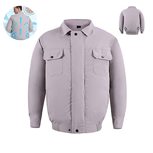 NINI Chaqueta de enfriamiento de Ventilador Exterior, Ventilador de Camisa de enfriamiento, Ropa con Aire Acondicionado para Trabajadores de Alta Temperatura Unisex, diseño de Ventilador Doble,1,L