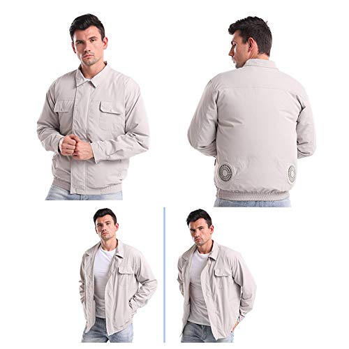 NINI Ropa de Aire Acondicionado Ajustable de Verano, Ventilador de Chaqueta de enfriamiento, Ventilador de Carga USB de Ropa, extraíble y Lavable, diseño de Doble Ventilador,2,XXXL