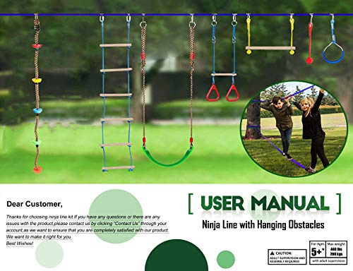 Ninja Obstacle Course Line Kit, Ninja Slackline Monkey Bar Kit Outdoor Tree Hanging Obstáculos Line Training Equipment Patio Al Aire Libre Diversión Para Niños Adultos Familia - Ninja Slackline 50' Ninja Obstacle Course Line Kit, Ninja Slackline Monkey Bar Kit Outdoor Tree Hanging Obstáculos Line Training Equipment Patio Al Aire Libre Diversión Para Niños Adultos Familia - Ninja Slackline 50'