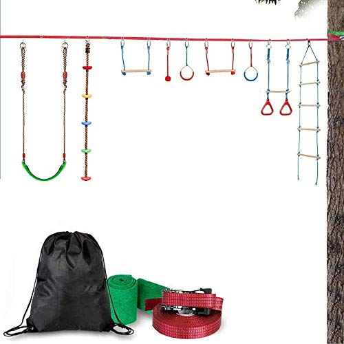 Ninja Obstacle Course Line Kit, Ninja Slackline Monkey Bar Kit Outdoor Tree Hanging Obstáculos Line Training Equipment Patio Al Aire Libre Diversión Para Niños Adultos Familia - Ninja Slackline 50' Ninja Obstacle Course Line Kit, Ninja Slackline Monkey Bar Kit Outdoor Tree Hanging Obstáculos Line Training Equipment Patio Al Aire Libre Diversión Para Niños Adultos Familia - Ninja Slackline 50'