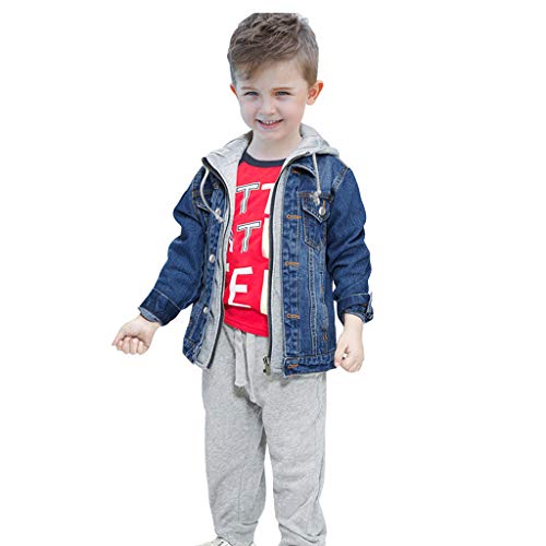 Niño Capucha Chaqueta Vaquera Abrigo Bebé Cazadora Vaquera Niñas Denim Jacket Manga Larga Mezclilla Jacke Trajes De Otoño Invierno Outwear (100cm)