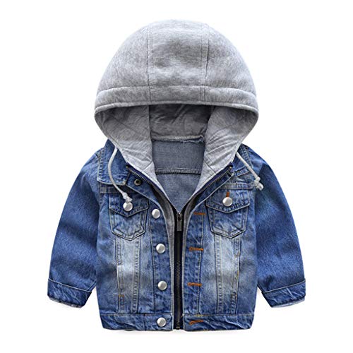 Niño Capucha Chaqueta Vaquera Abrigo Bebé Cazadora Vaquera Niñas Denim Jacket Manga Larga Mezclilla Jacke Trajes De Otoño Invierno Outwear (100cm)