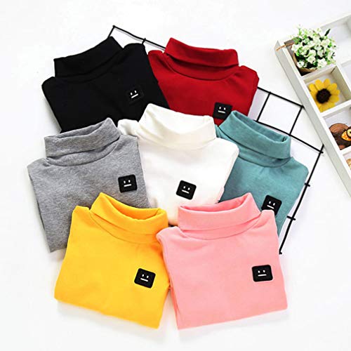 Niños Camisetas de Manga Larga Niña Dulce Punto de Impresión Camisa Cuello Alto Primavera Otoño Pullover Color Sólido Casual Tops