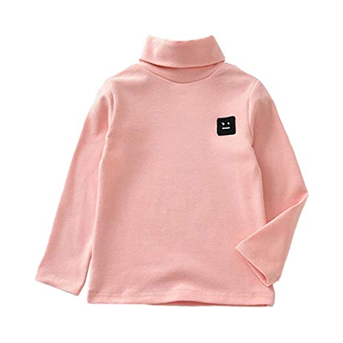 Niños Camisetas de Manga Larga Niña Dulce Punto de Impresión Camisa Cuello Alto Primavera Otoño Pullover Color Sólido Casual Tops