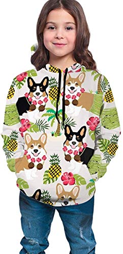Niños niñas Sudaderas con Capucha de Lana Hawaiian Tropical Summer Corgis Pineapple Palm Bolsillos Sudaderas Sudaderas con Capucha de Lana 7-20Y Niños niñas Sudaderas con Capucha de Lana Hawaiian Tropical Summer Corgis Pineapple Palm Bolsillos Sudaderas Sudaderas con Capucha de Lana 7-20Y